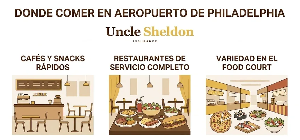 Guía de dónde comer en el aeropuerto de Filadelfia con opciones rápidas y locales por terminal