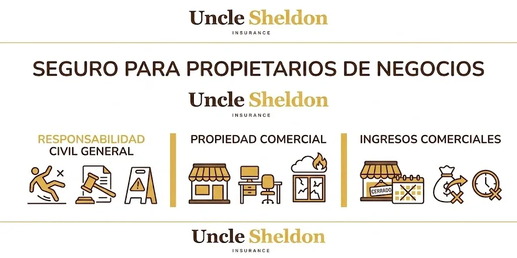 Gráfico explicativo del seguro BOP para propietarios de negocios con Uncle Sheldon