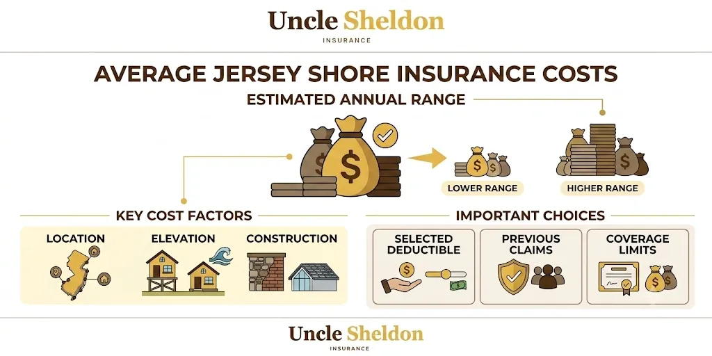 Insurance cost breakdown for a Jersey Shore vacation home including flood, wind, and liability coverage