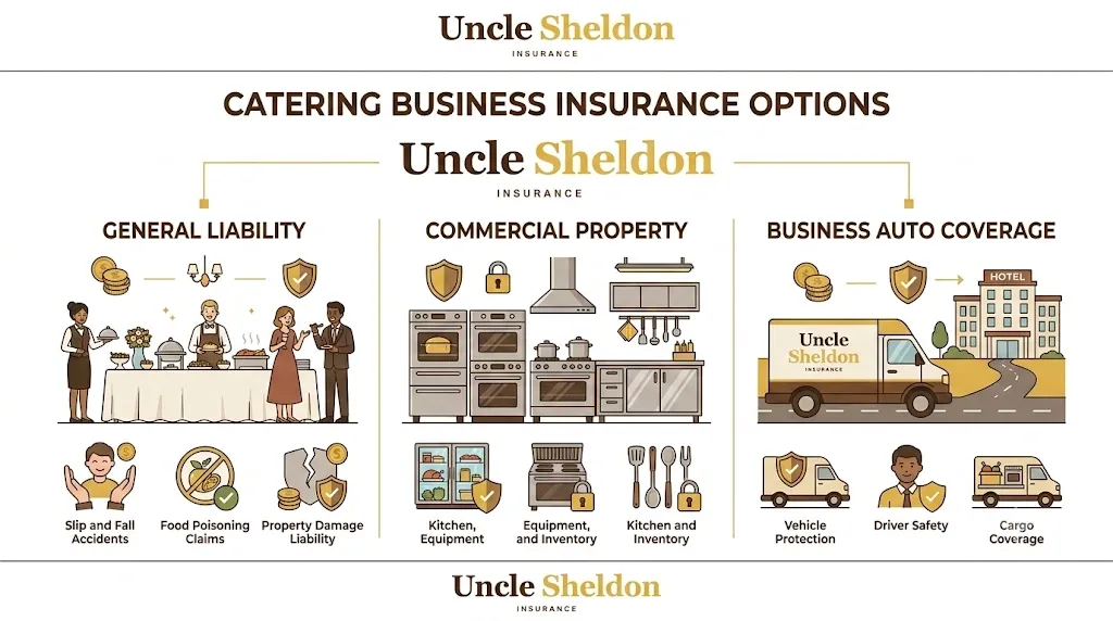 Catering business insurance coverage from kitchen prep to off-site venue service and transport